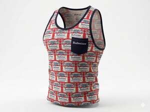 Men’s large Budweiser All Over Print Pocket muscle Tank Top King of Beers